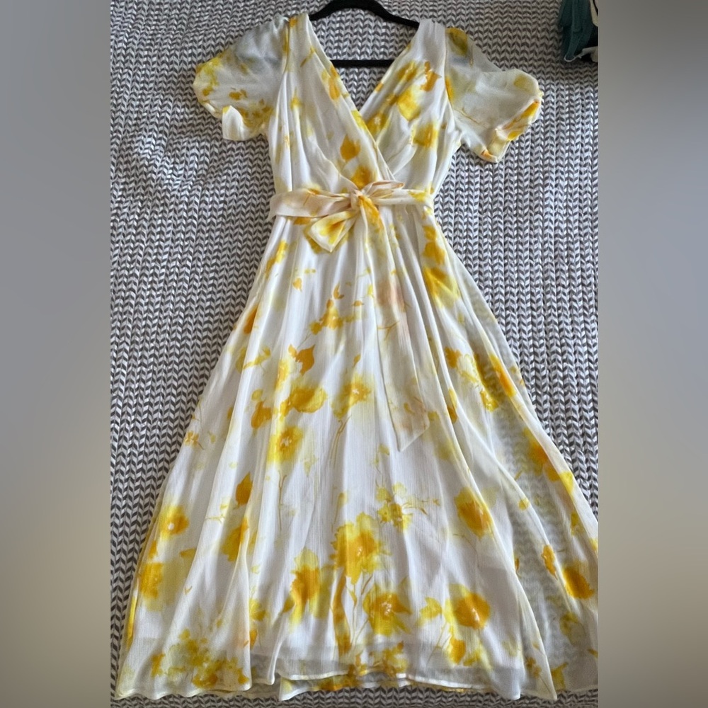 DKNY White with Yellow Floral Print